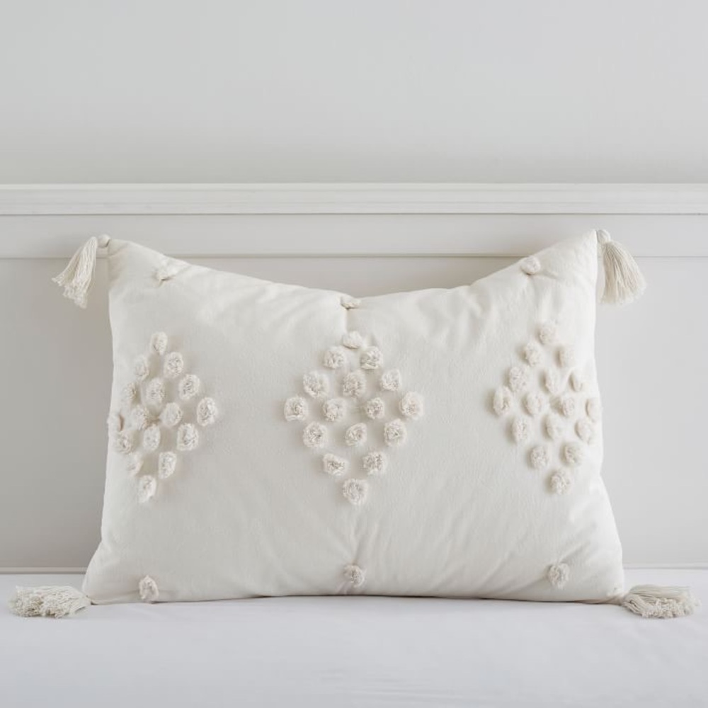 (TWO) SHAMS —Pottery Barn Teen “Luna Tufted” standard sham in ivory NWT